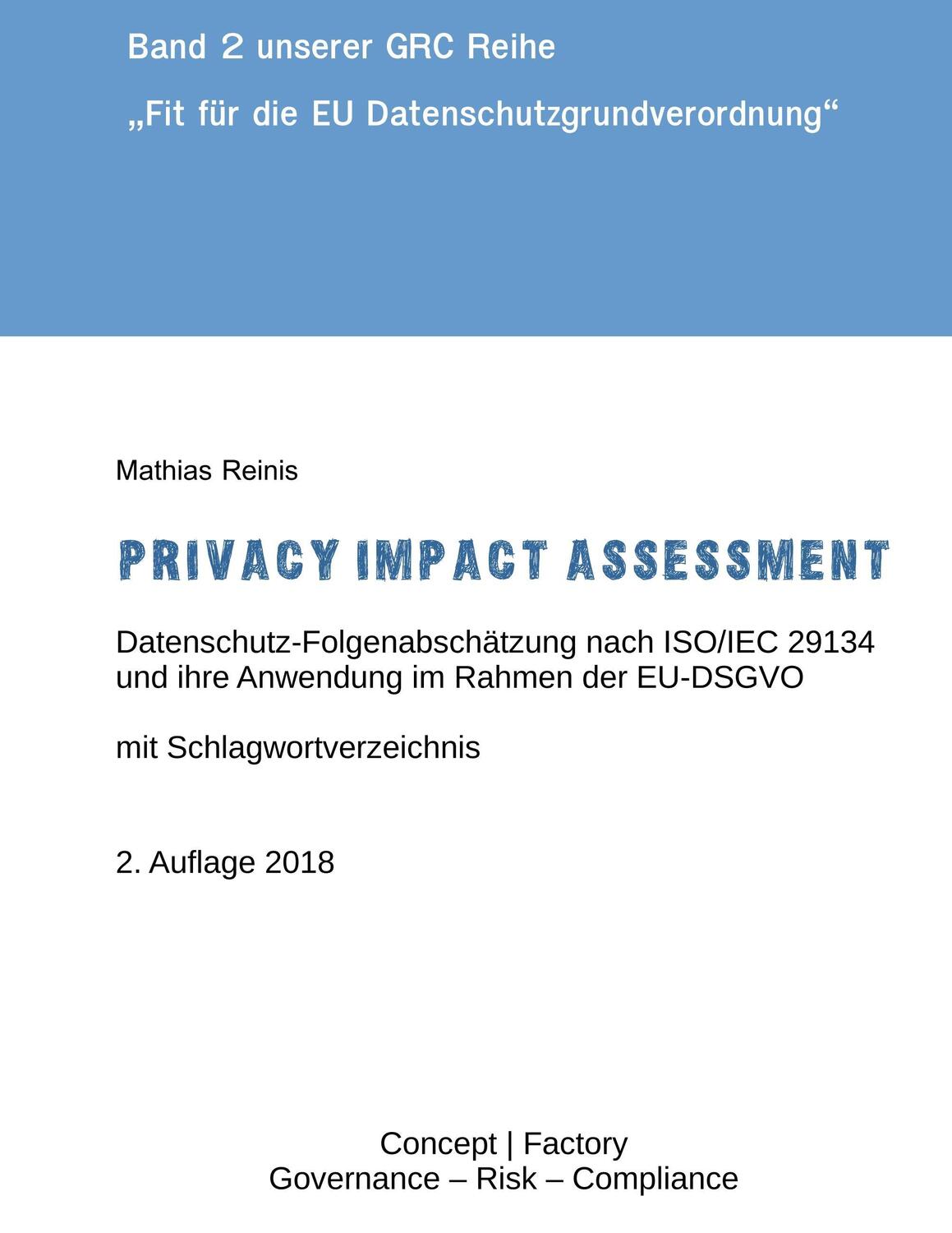 Cover: 9783744872072 | Privacy Impact Assessment | Mathias Reinis | Taschenbuch
