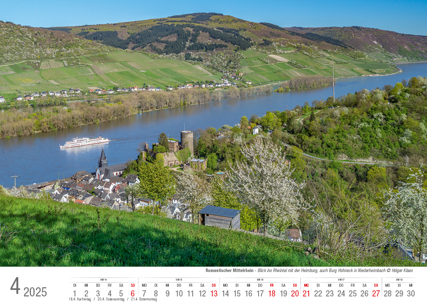 Bild: 9783965352087 | Romantischer Mittelrhein 2025 Bildkalender A4 quer, spiralgebunden