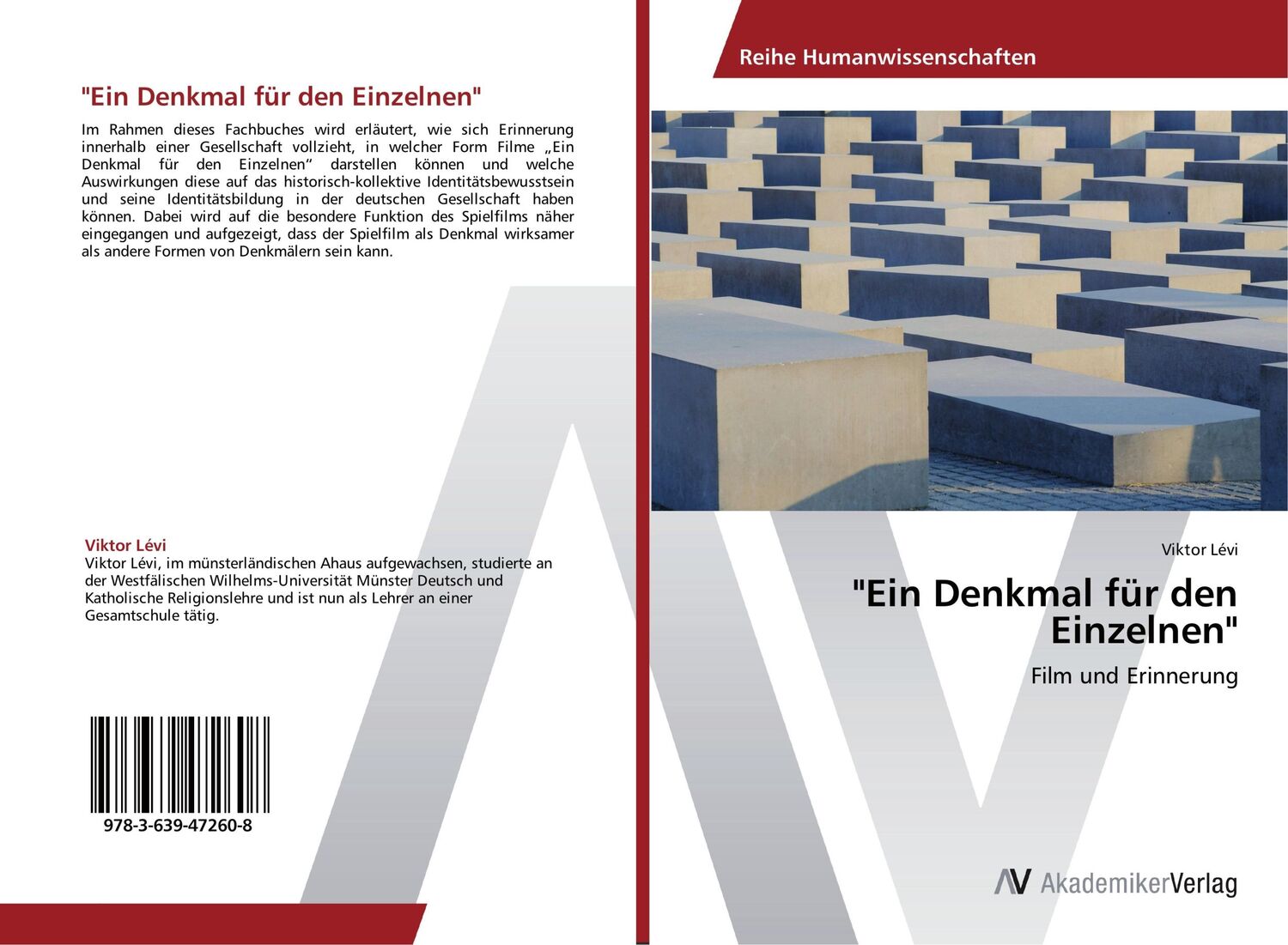 Cover: 9783639472608 | "Ein Denkmal für den Einzelnen" | Film und Erinnerung | Viktor Lévi