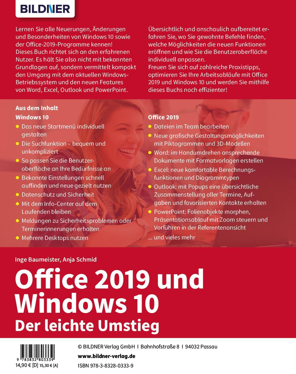 Rückseite: 9783832803339 | Office 2019 und Windows 10 - Der leichte Umstieg | Anja Schmid (u. a.)