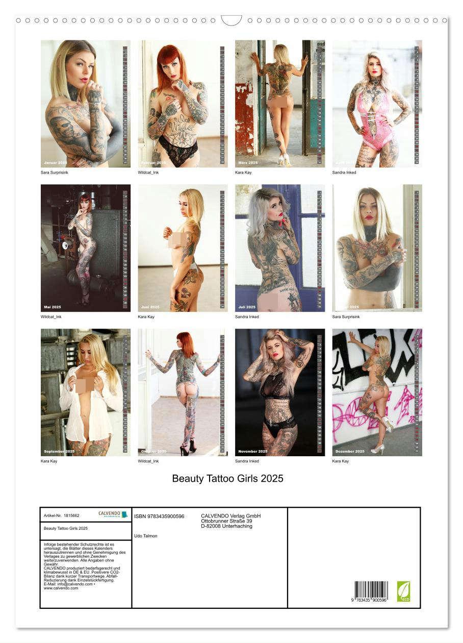 Bild: 9783435900596 | Beauty Tattoo Girls 2025 (Wandkalender 2025 DIN A2 hoch), CALVENDO...