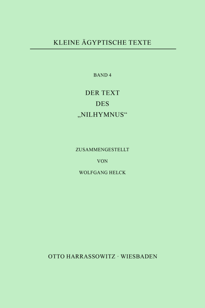 Cover: 9783447013819 | Der Text des "Nilhymnus" | Taschenbuch | Deutsch | Harrassowitz