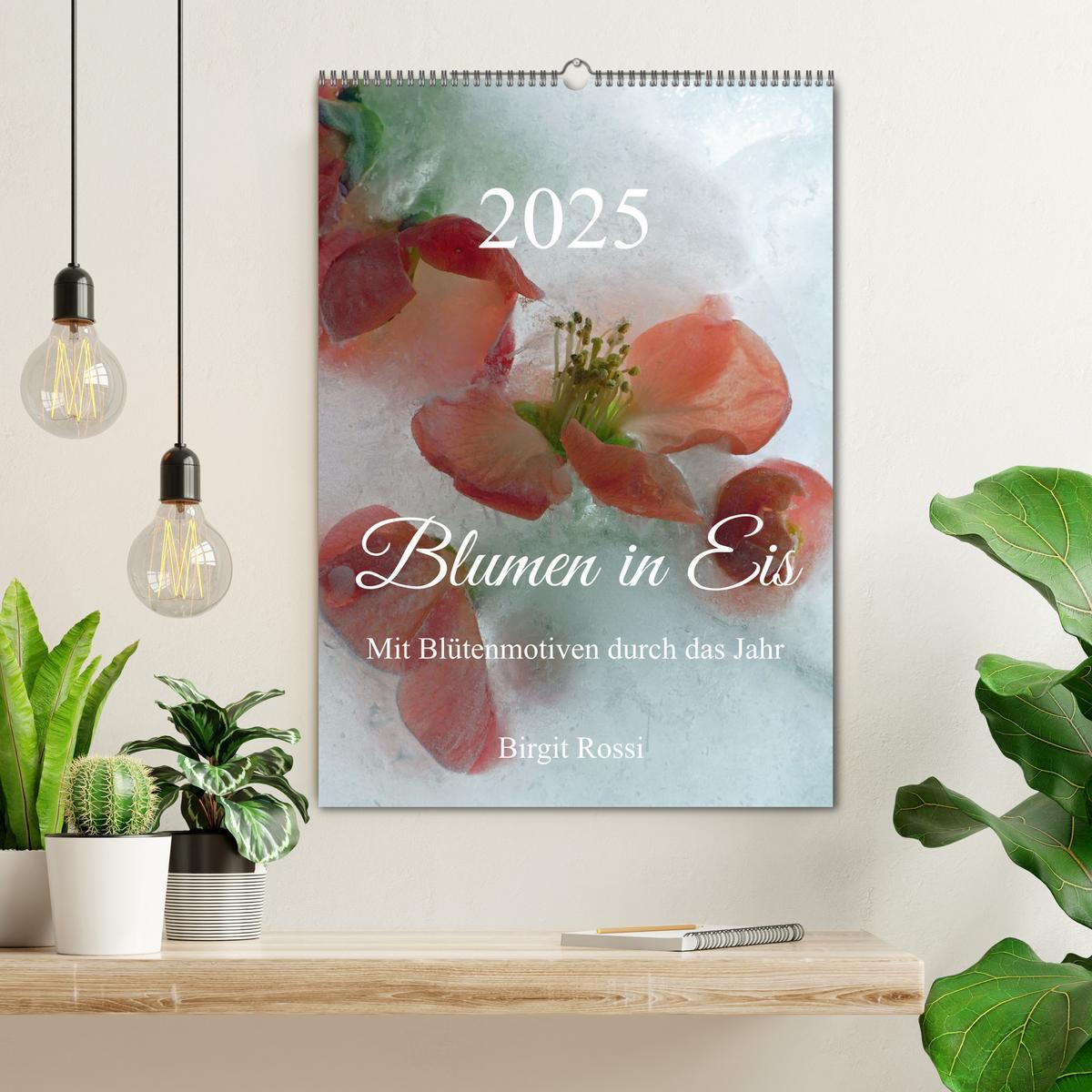 Bild: 9783435918645 | Blumen in Eis (Wandkalender 2025 DIN A2 hoch), CALVENDO Monatskalender