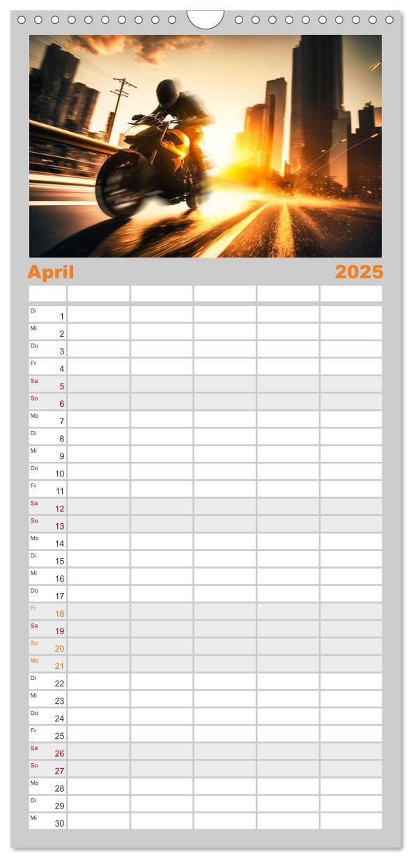 Bild: 9783457093481 | Familienplaner 2025 - Motorrad Speed mit 5 Spalten (Wandkalender,...