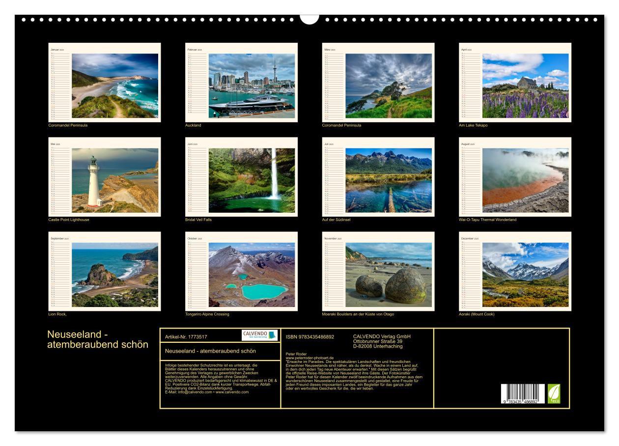 Bild: 9783435486892 | Neuseeland - atemberaubend schön (Wandkalender 2025 DIN A2 quer),...