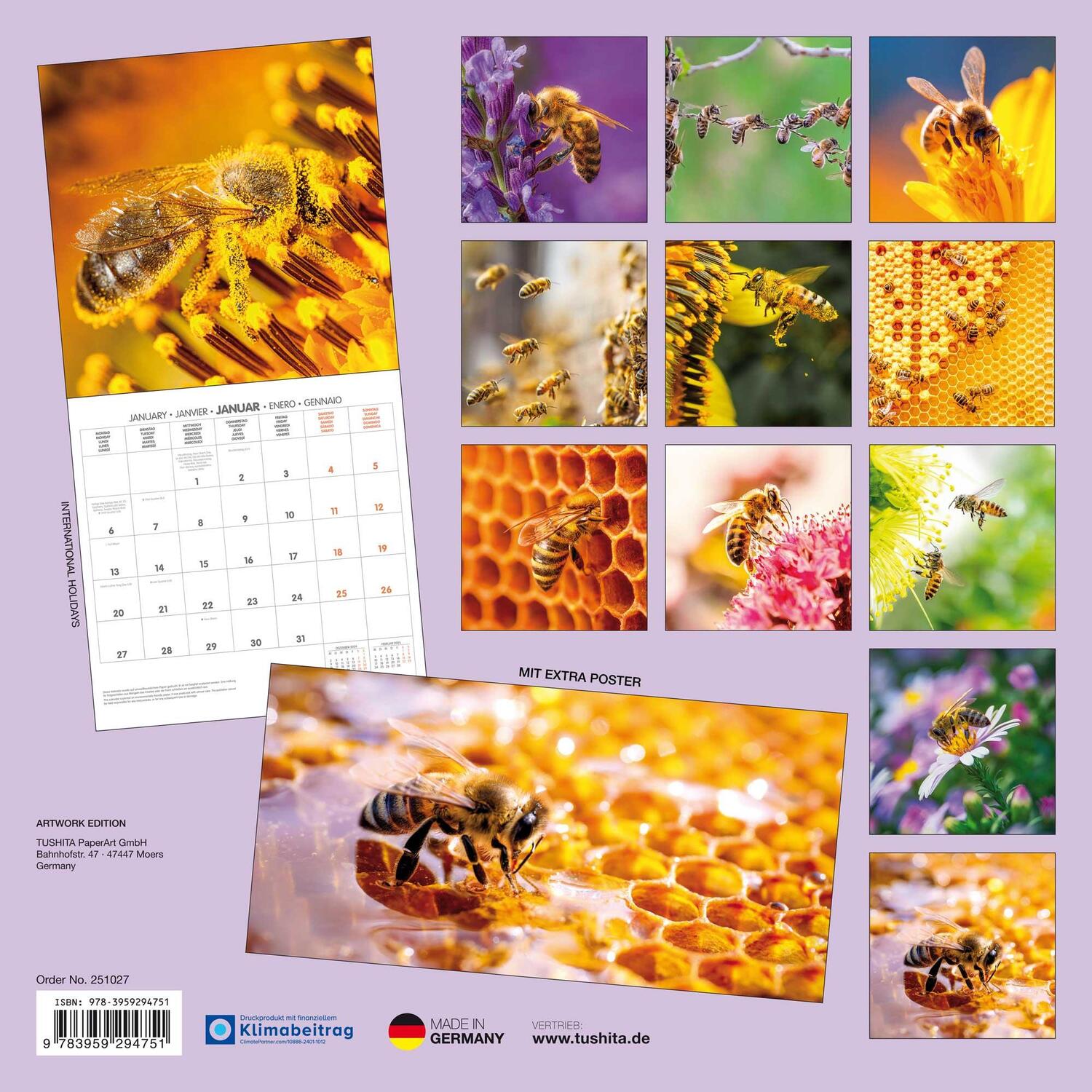 Rückseite: 9783959294751 | Bienen 2025 | Kalender 2025 | Kalender | Artwork Edition | 28 S.