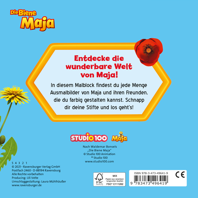 Bild: 9783473496419 | Die Biene Maja: Mein Malblock | Studio 100 Media GmbH | Taschenbuch