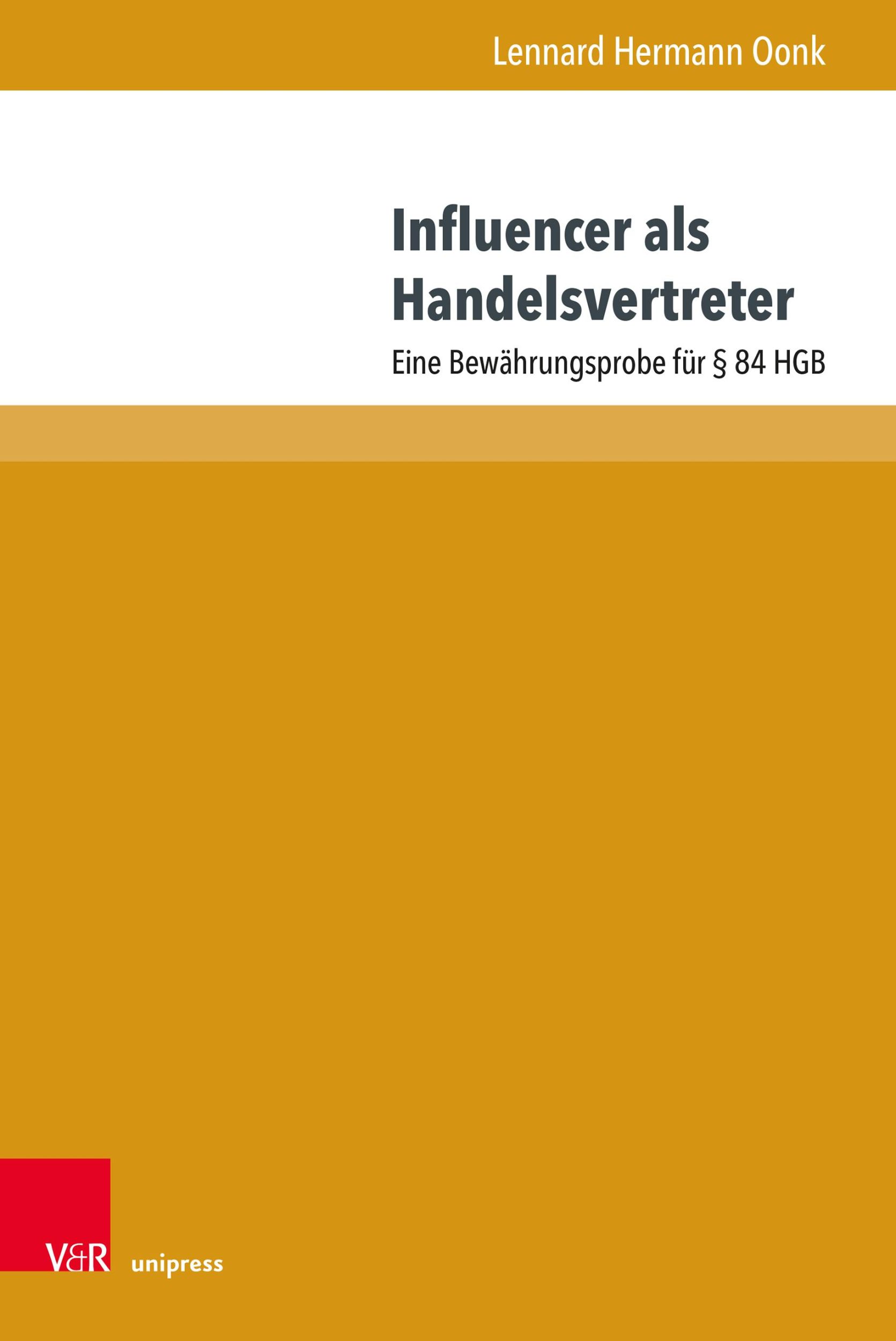 Cover: 9783847117834 | Influencer als Handelsvertreter | Eine Bewährungsprobe für § 84 HGB