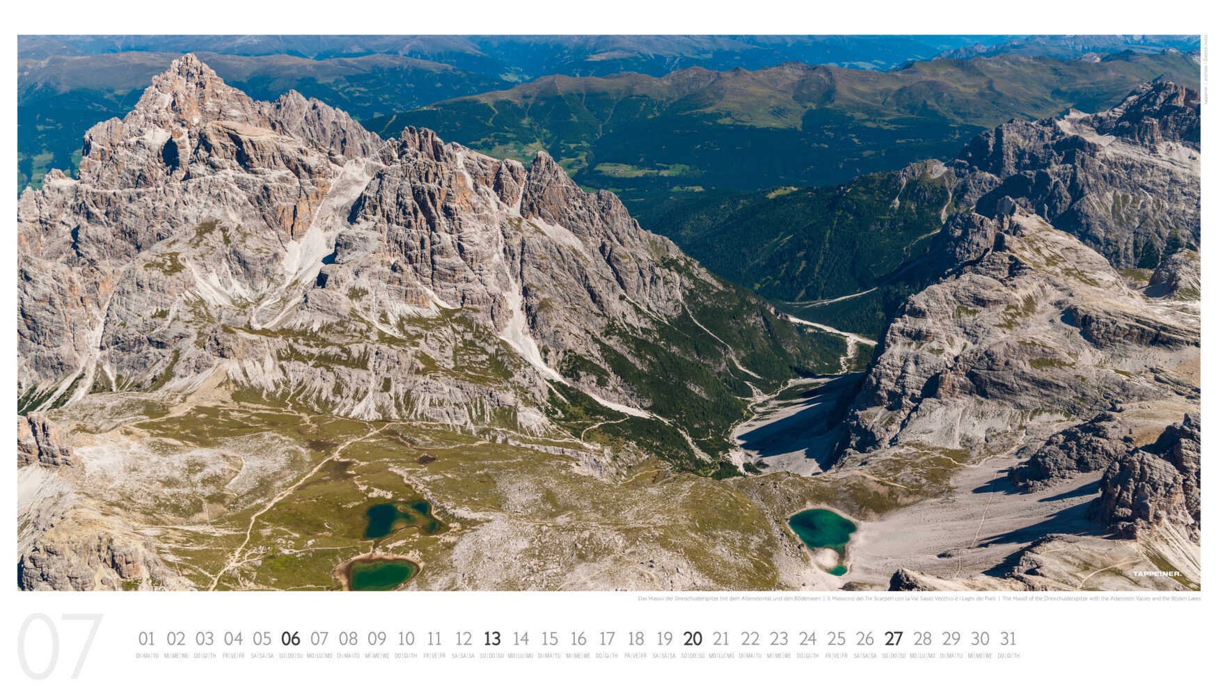 Bild: 9791280864154 | Luftbildkalender Dolomiten 2025 | Athesia-Tappeiner Verlag | Kalender