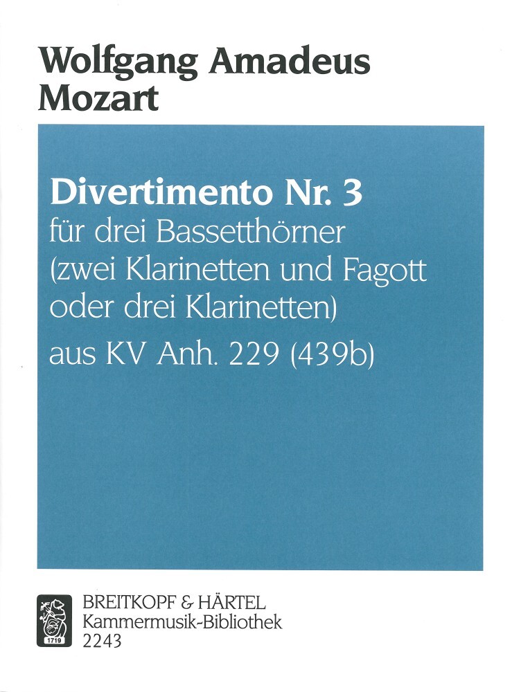 Cover: 9790004501474 | Divertimento Nr. 3 KV Anh. 229 (439b) | Breitkopf & Härtel