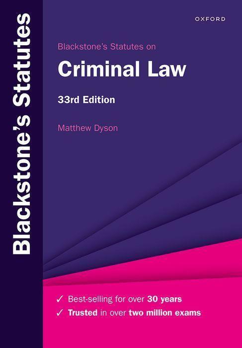 Cover: 9780198890447 | Blackstone's Statutes on Criminal Law | Matthew Dyson | Taschenbuch