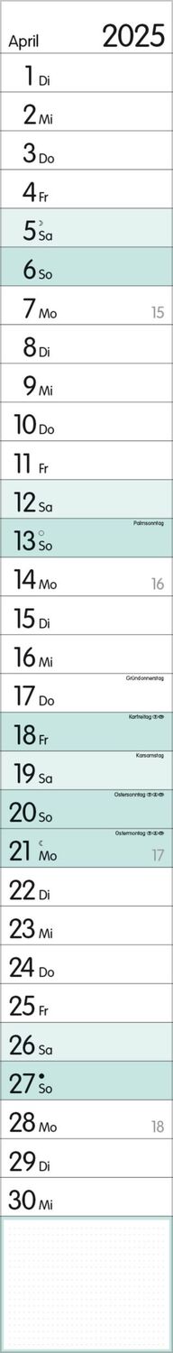 Bild: 9783731880592 | Streifenplaner Mint 2025 | Verlag Korsch | Kalender | 12 S. | Deutsch