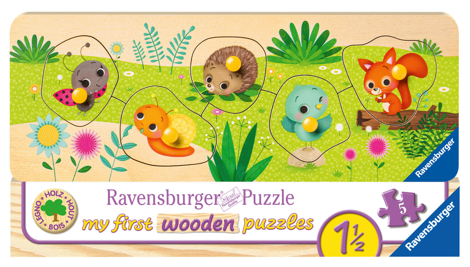 Cover: 4005556031221 | Ravensburger Kinderpuzzle - Tierkinder im Garten - 5 Teile...