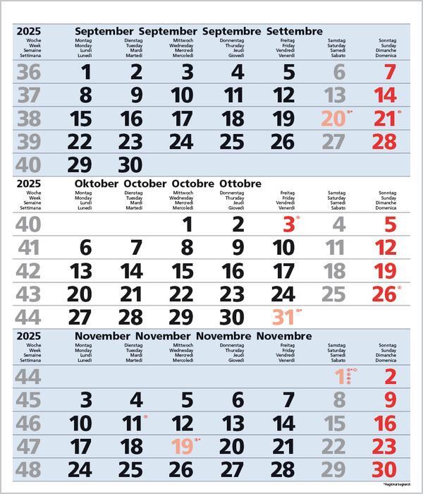 Bild: 9783731877547 | 3-Monats-Planer Comfort Blau 2025 | Verlag Korsch | Kalender | 12 S.