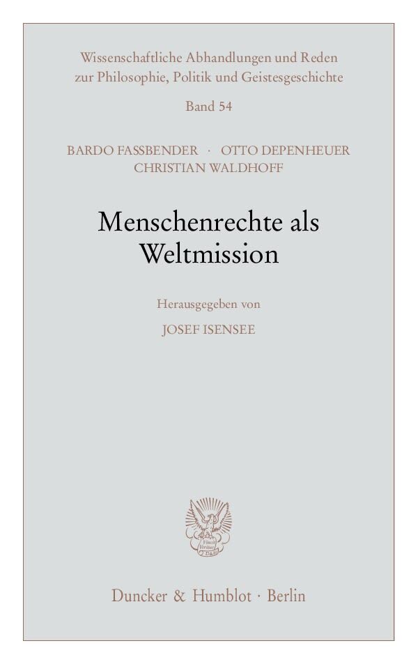 Cover: 9783428129195 | Menschenrechte als Weltmission. | Josef Isensee | Taschenbuch | 100 S.
