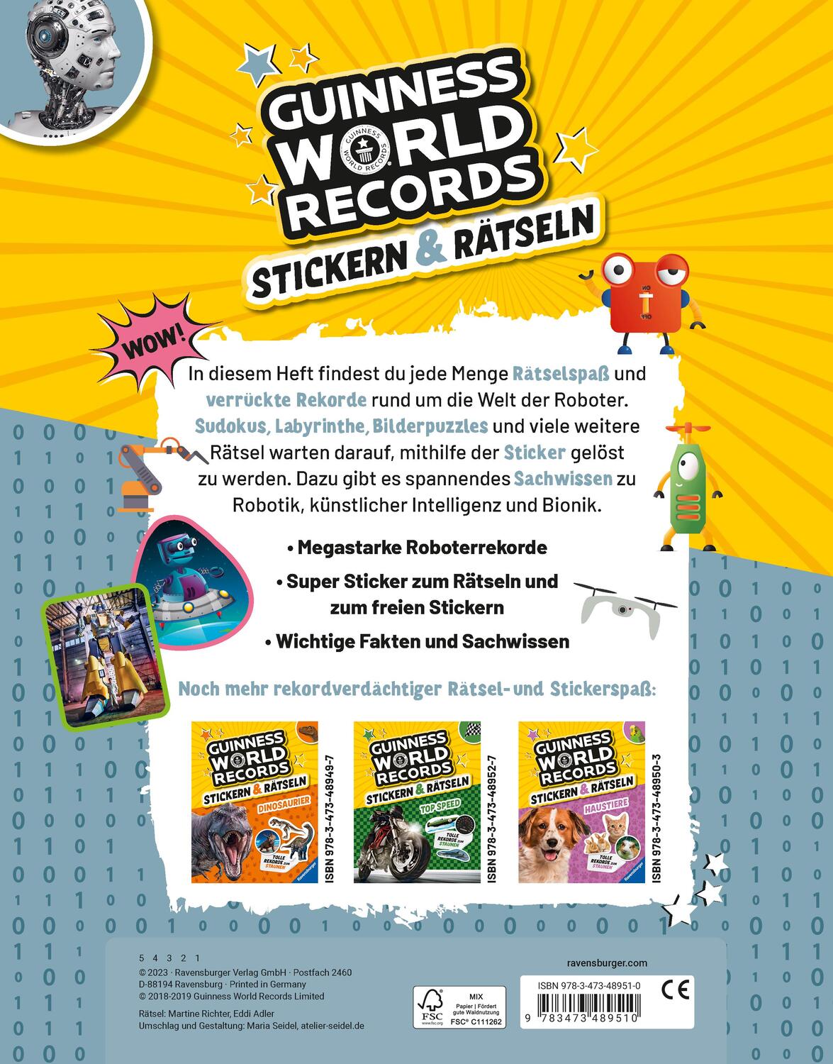 Rückseite: 9783473489510 | Guinness World Records Stickern und Rätseln: Roboter | Taschenbuch