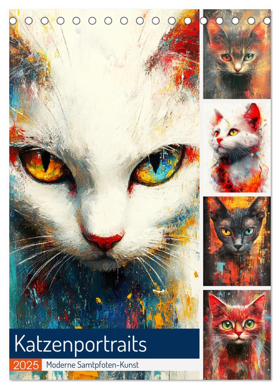 Cover: 9783457211991 | Katzenportraits. Moderne Samtpfoten-Kunst (Tischkalender 2025 DIN...