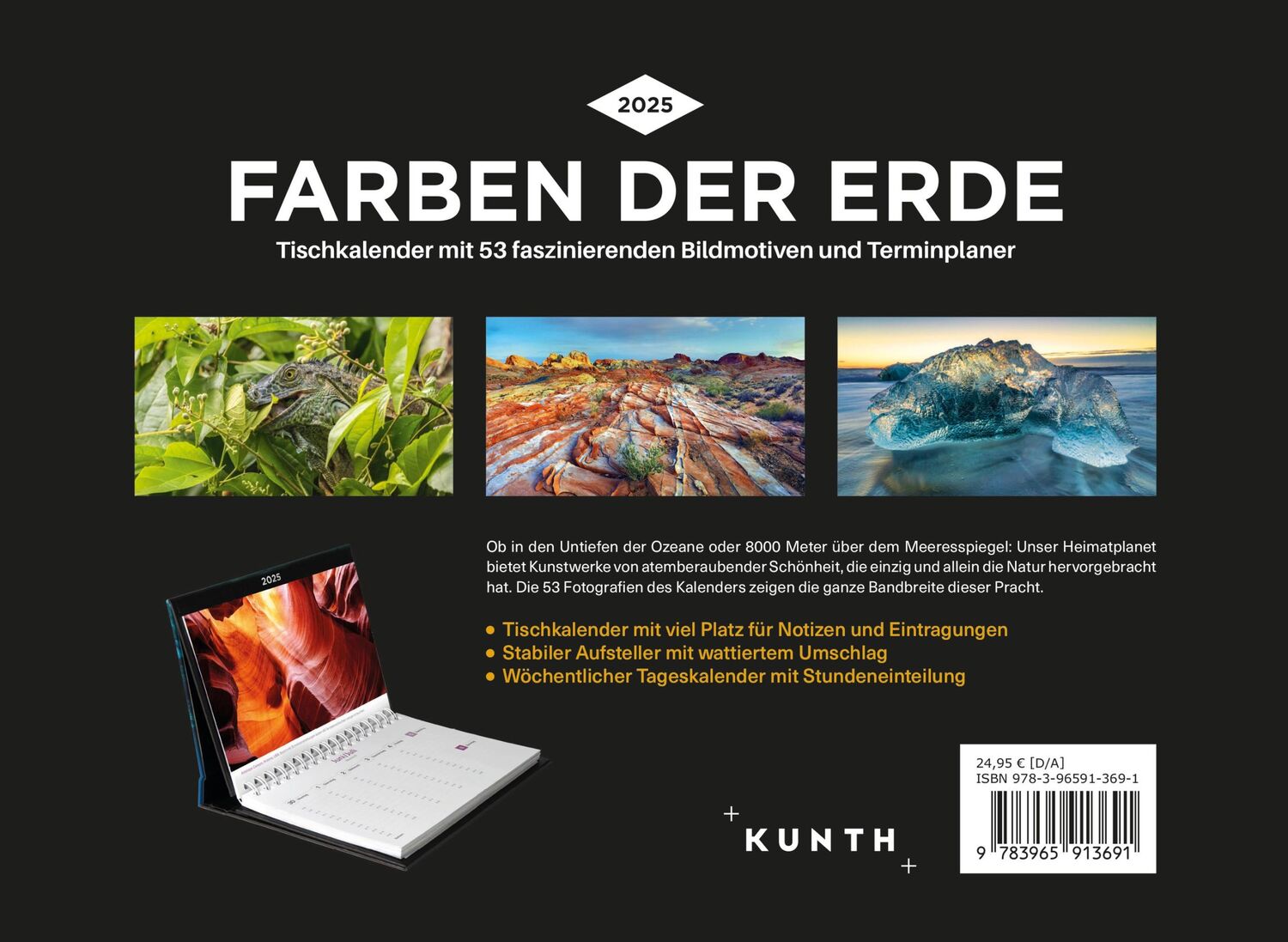 Rückseite: 9783965913691 | Farben der Erde - KUNTH Tischkalender 2025 | Kalender | 54 S. | 2025