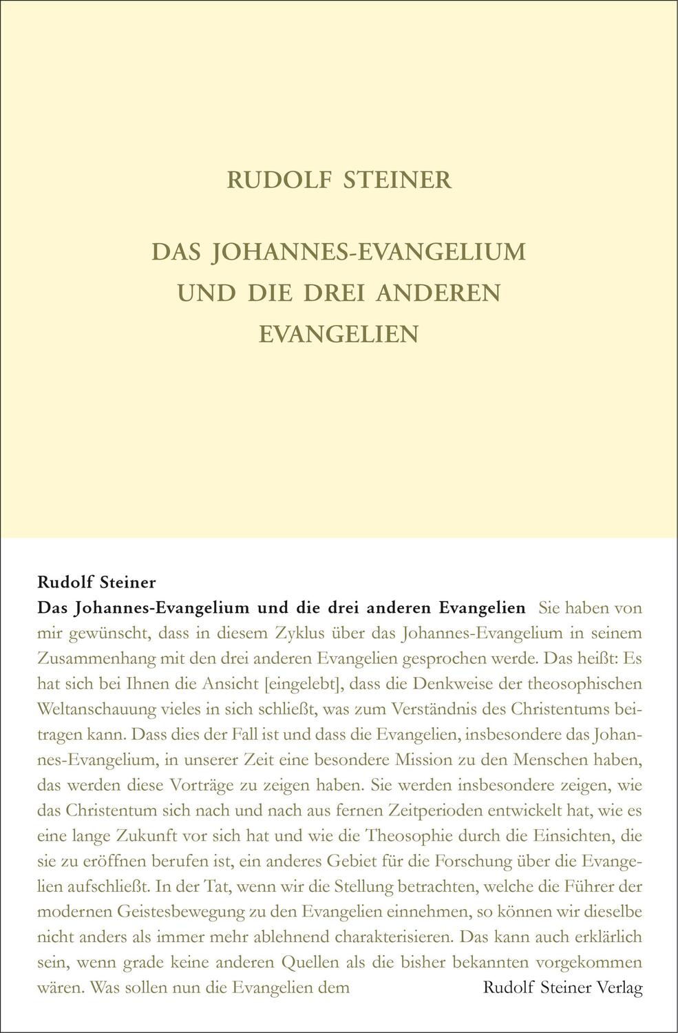 Cover: 9783727411755 | Das Johannes-Evangelium und die drei anderen Evangelien | Steiner