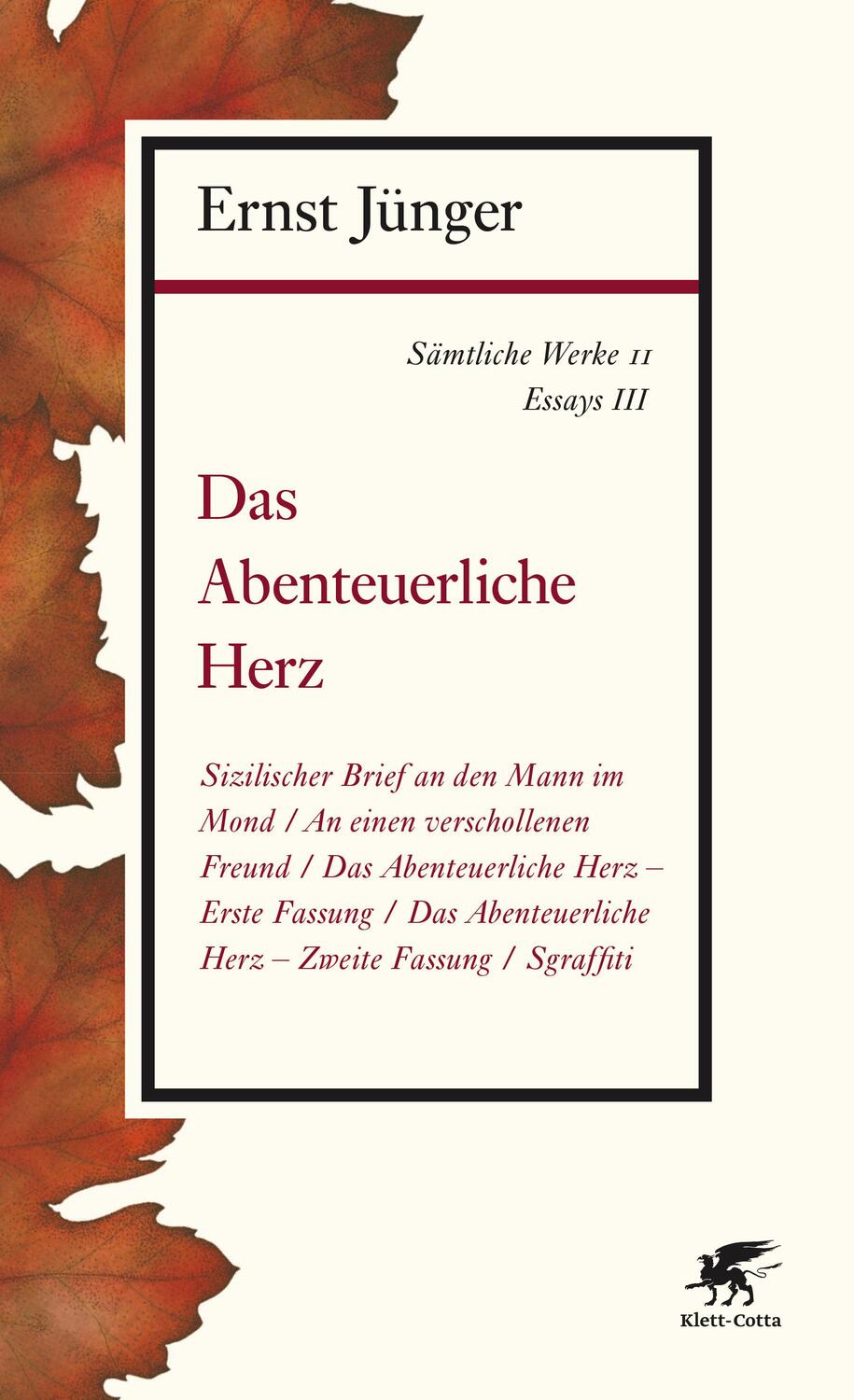 Cover: 9783608963113 | Sämtliche Werke - Band 11 | Essays III: Das Abenteuerliche Herz | Buch