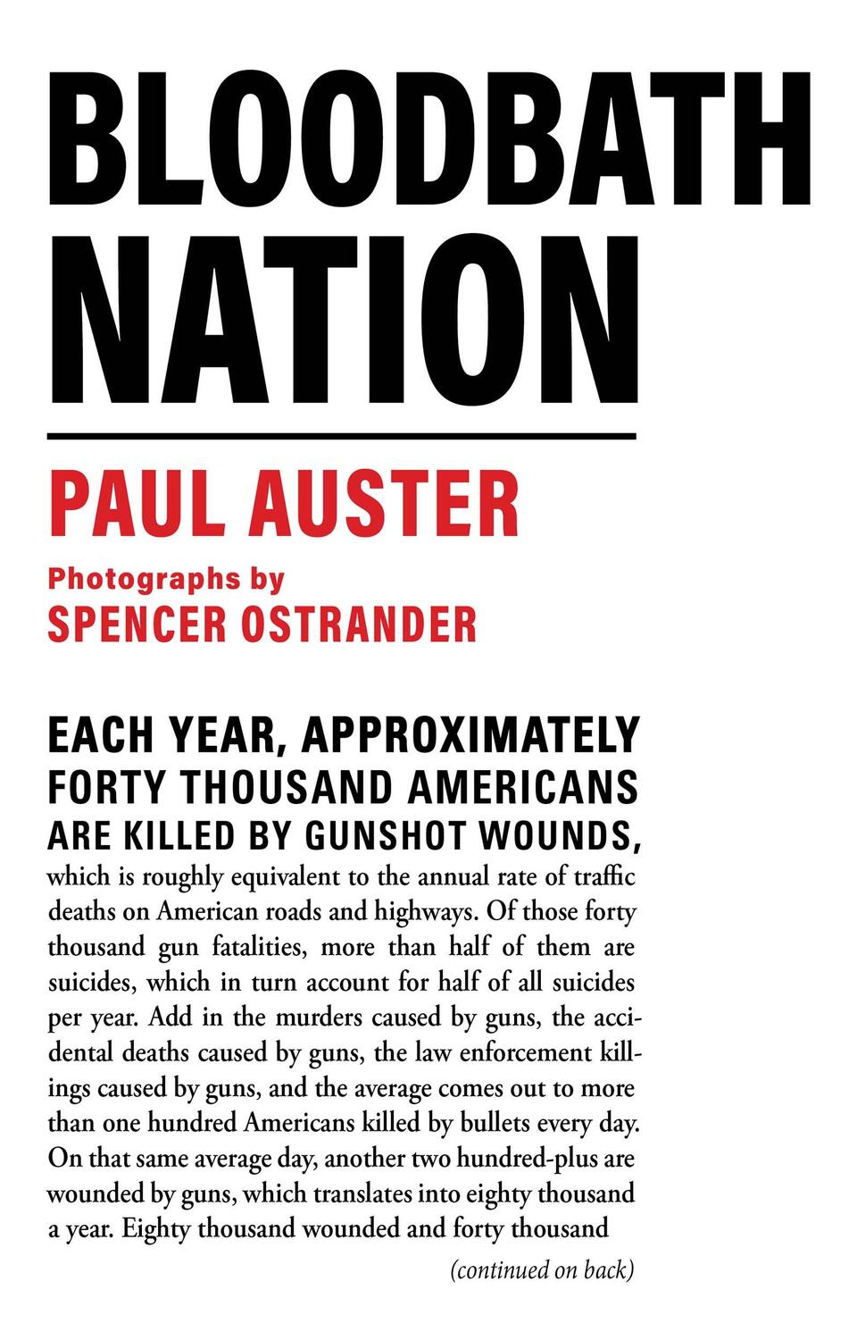 Cover: 9780802160454 | Bloodbath Nation | Paul Auster | Buch | Englisch | 2023 | GROVE PR
