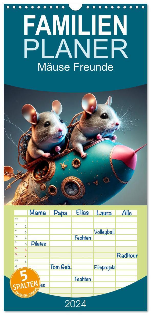 Cover: 9783383657795 | Familienplaner 2024 - Mäuse Freunde mit 5 Spalten (Wandkalender, 21...