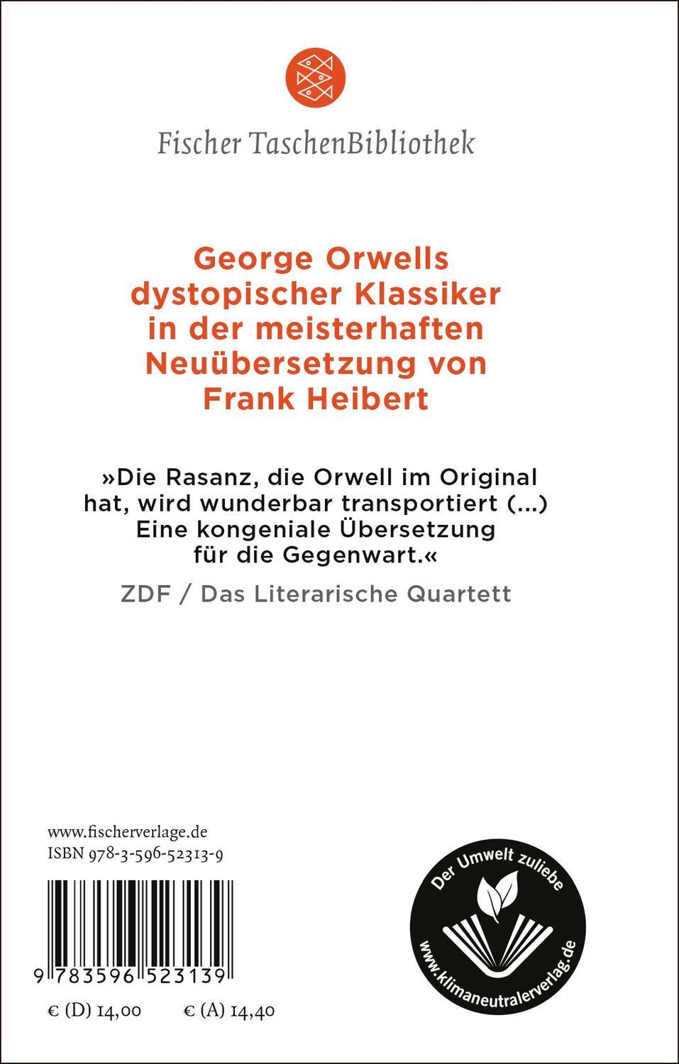 Rückseite: 9783596523139 | 1984 | Roman Neu übersetzt von Frank Heibert | George Orwell | Buch