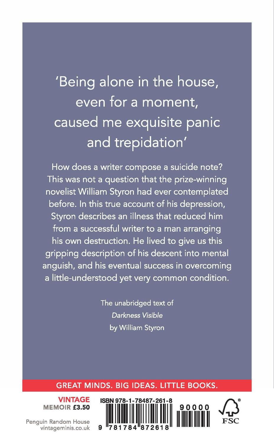 Rückseite: 9781784872618 | Depression | William Styron | Taschenbuch | Vintage Classics | 2017