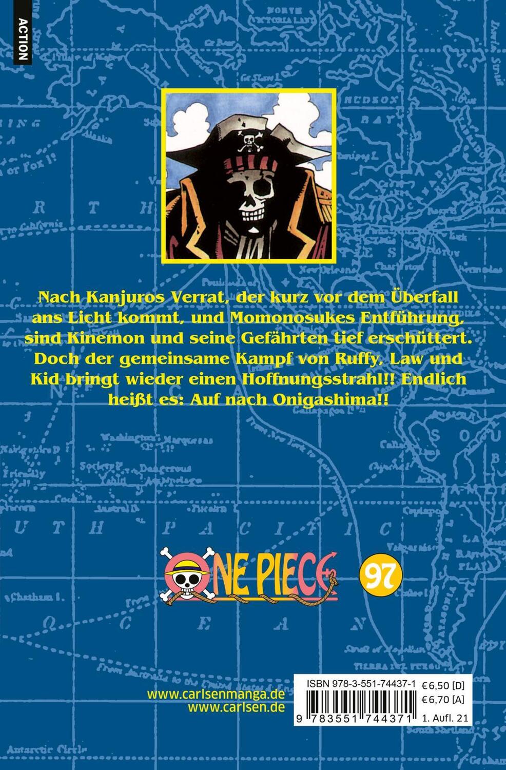 Rückseite: 9783551744371 | One Piece 97 | Piraten, Abenteuer und der größte Schatz der Welt!