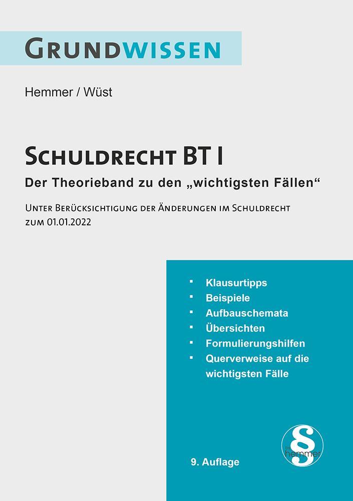 Cover: 9783968380964 | Grundwissen Schuldrecht BT I | Karl-Edmund Hemmer (u. a.) | Buch