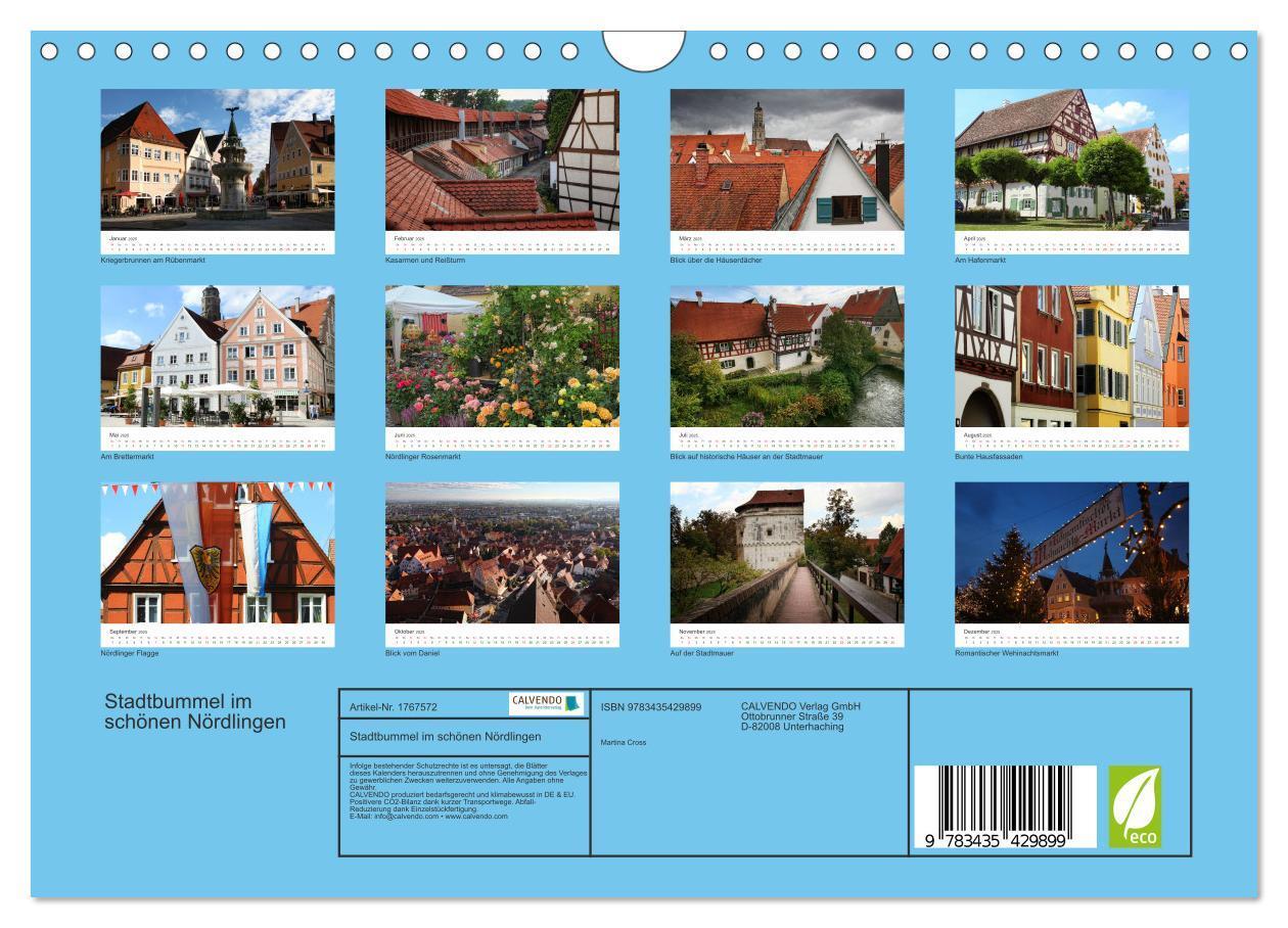 Bild: 9783435429899 | Stadtbummel im schönen Nördlingen (Wandkalender 2025 DIN A4 quer),...