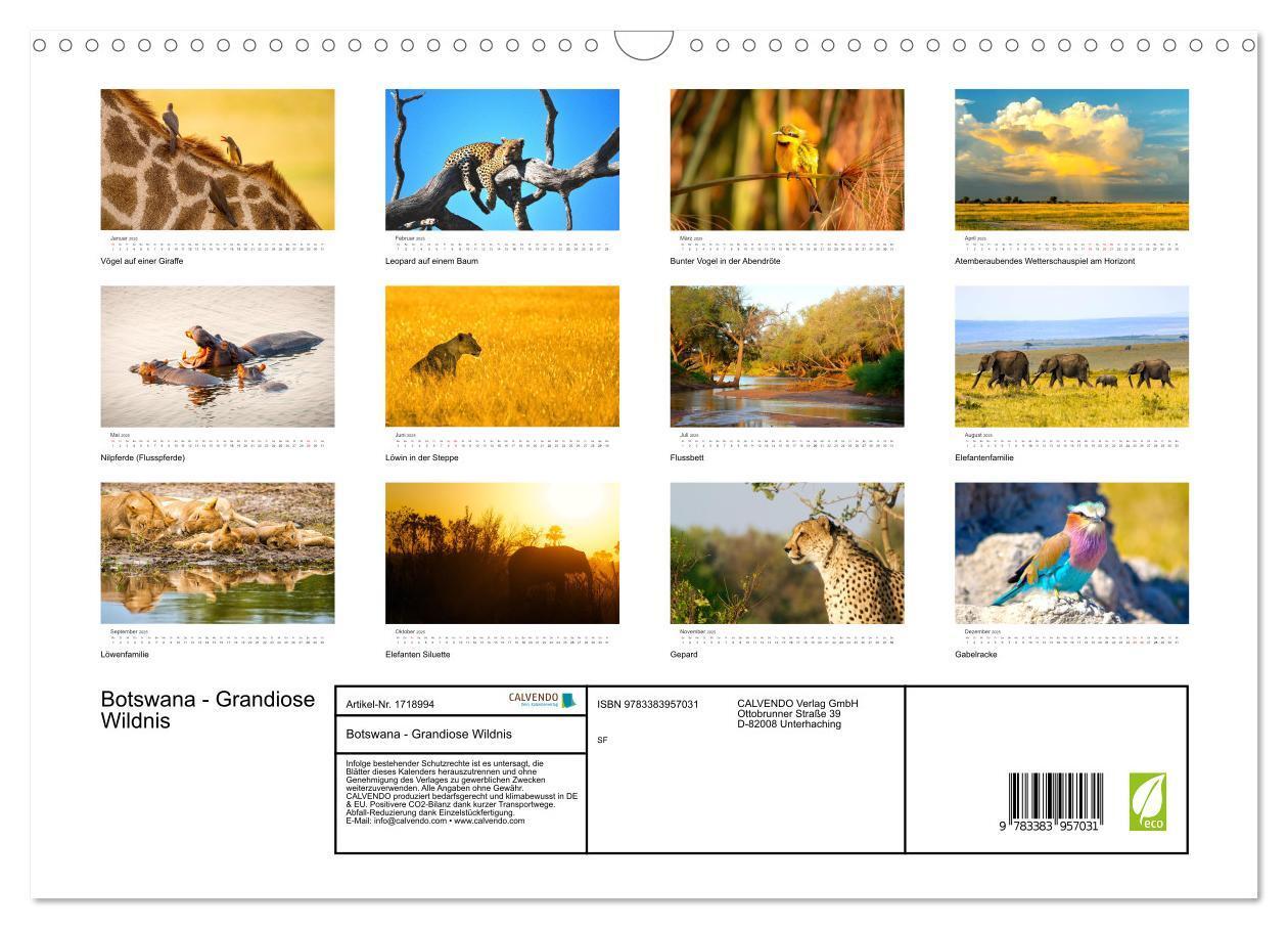 Bild: 9783383957031 | Botswana - Grandiose Wildnis (Wandkalender 2025 DIN A3 quer),...