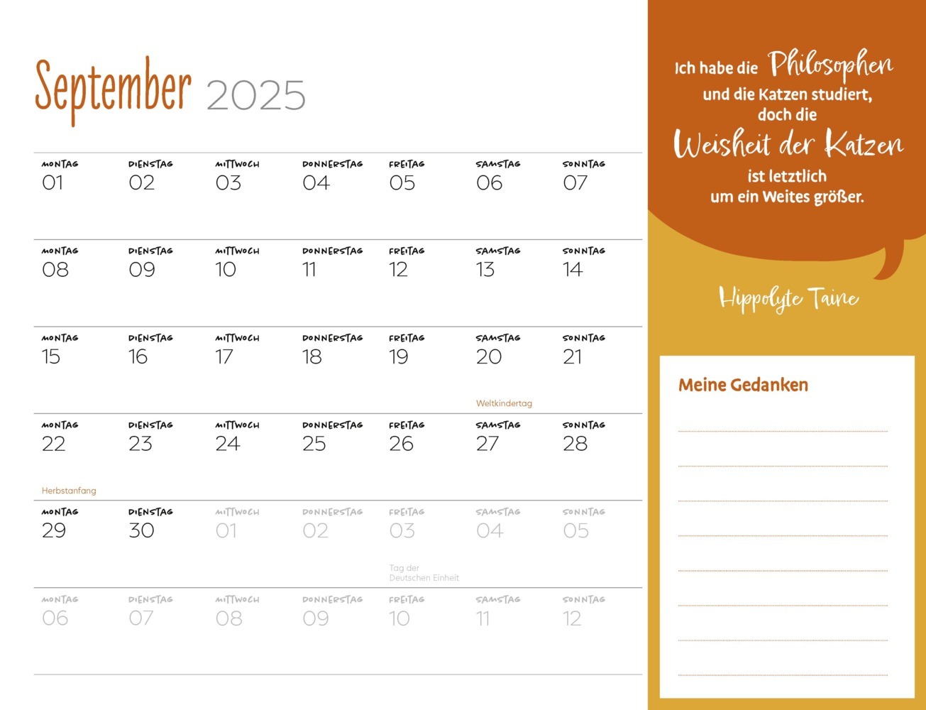 Bild: 9783966648561 | Mein Literarischer Katzenkalender 2025 Wandkalender | Kalender | 14 S.