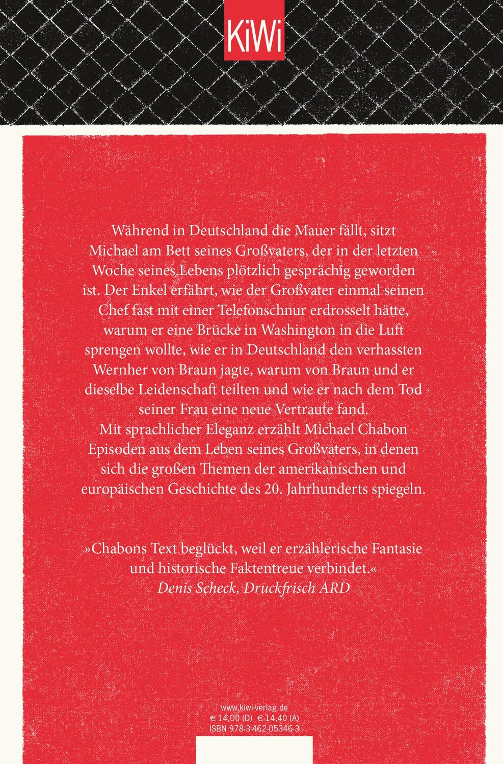 Rückseite: 9783462053463 | Moonglow | Roman | Michael Chabon | Taschenbuch | 496 S. | Deutsch
