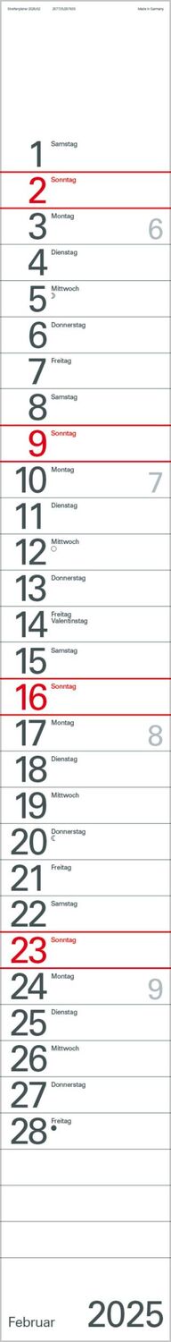 Bild: 9783731879541 | Streifenplaner Rot 2025 | Verlag Korsch | Kalender | 12 S. | Deutsch