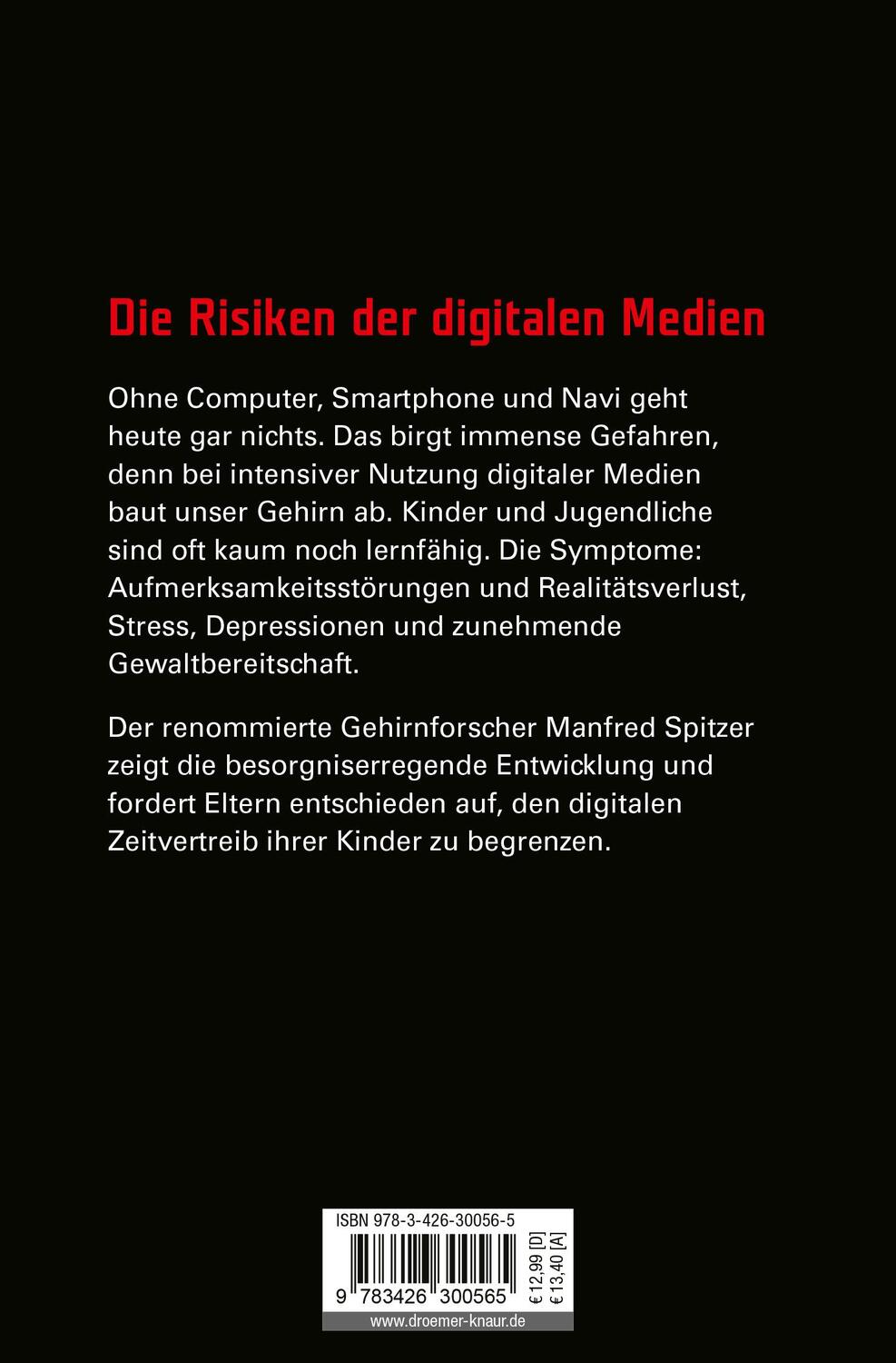 Rückseite: 9783426300565 | Digitale Demenz | Manfred Spitzer | Taschenbuch | 368 S. | Deutsch