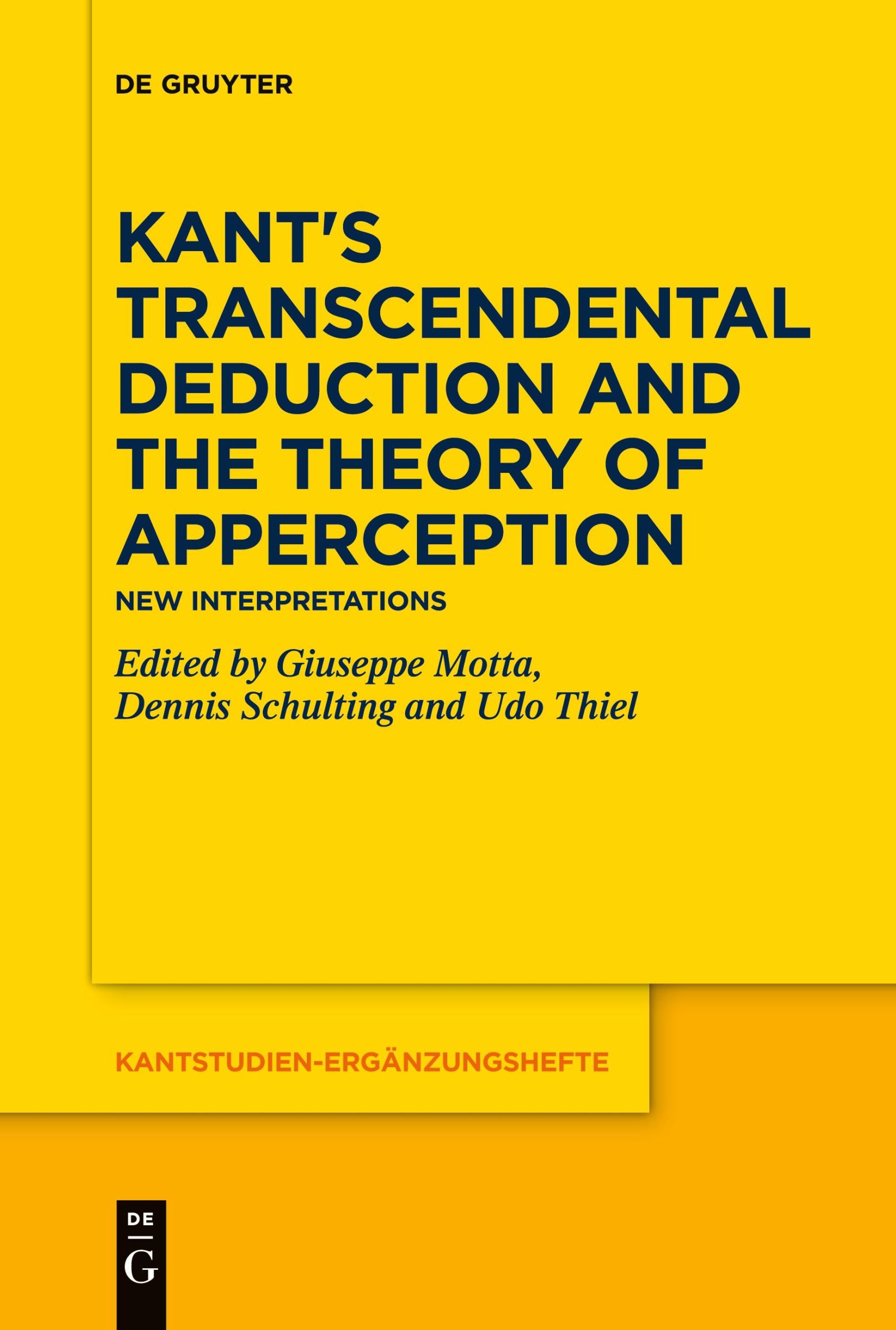 Cover: 9783111523309 | Kant's Transcendental Deduction and the Theory of Apperception | Buch