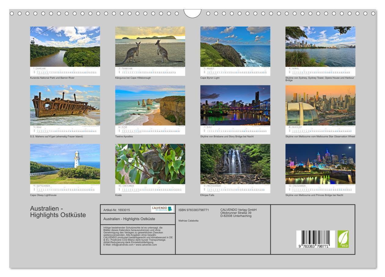 Bild: 9783383798771 | Australien - Highlights Ostküste (Wandkalender 2025 DIN A3 quer),...