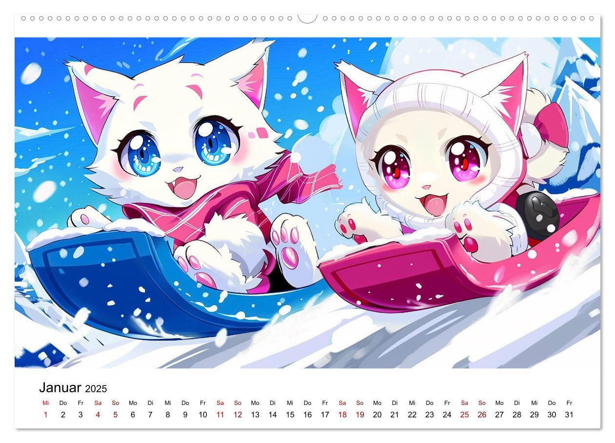 Bild: 9783457138779 | Anime Cats (Wandkalender 2025 DIN A2 quer), CALVENDO Monatskalender