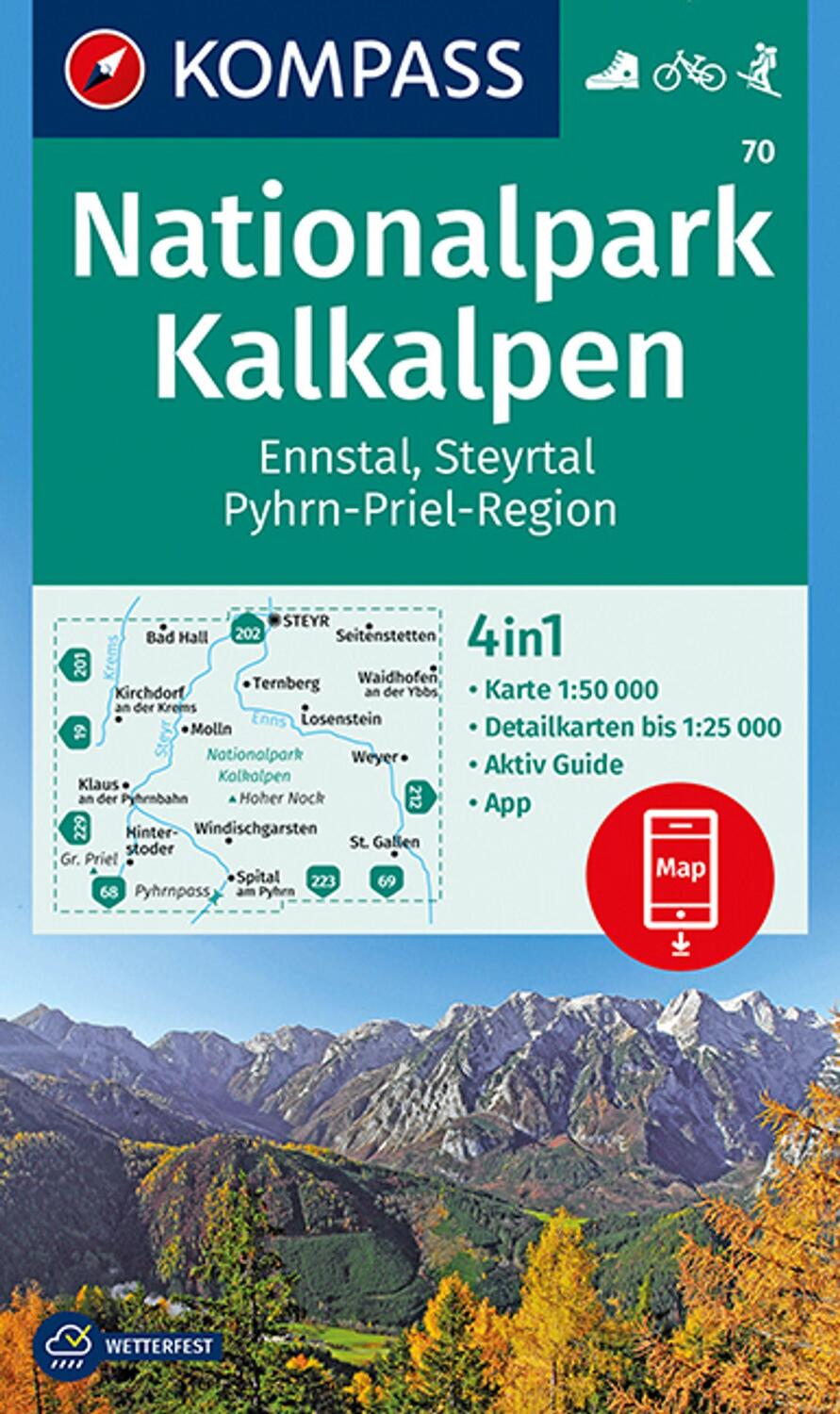 Cover: 9783990444528 | KOMPASS Wanderkarte 70 Nationalpark Kalkalpen, Ennstal, Steyrtal,...
