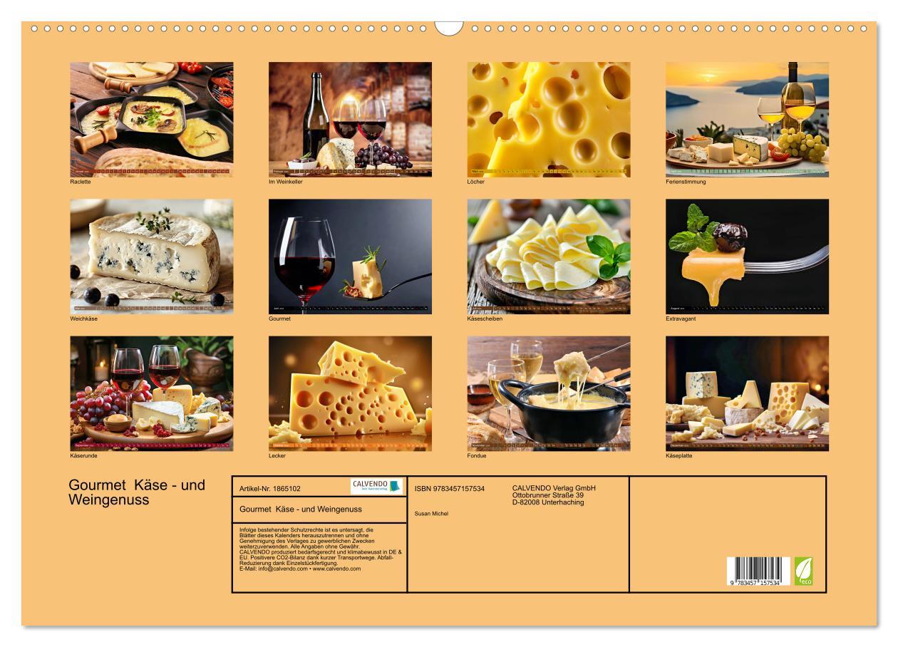 Bild: 9783457157534 | Gourmet Käse - und Weingenuss (Wandkalender 2025 DIN A2 quer),...