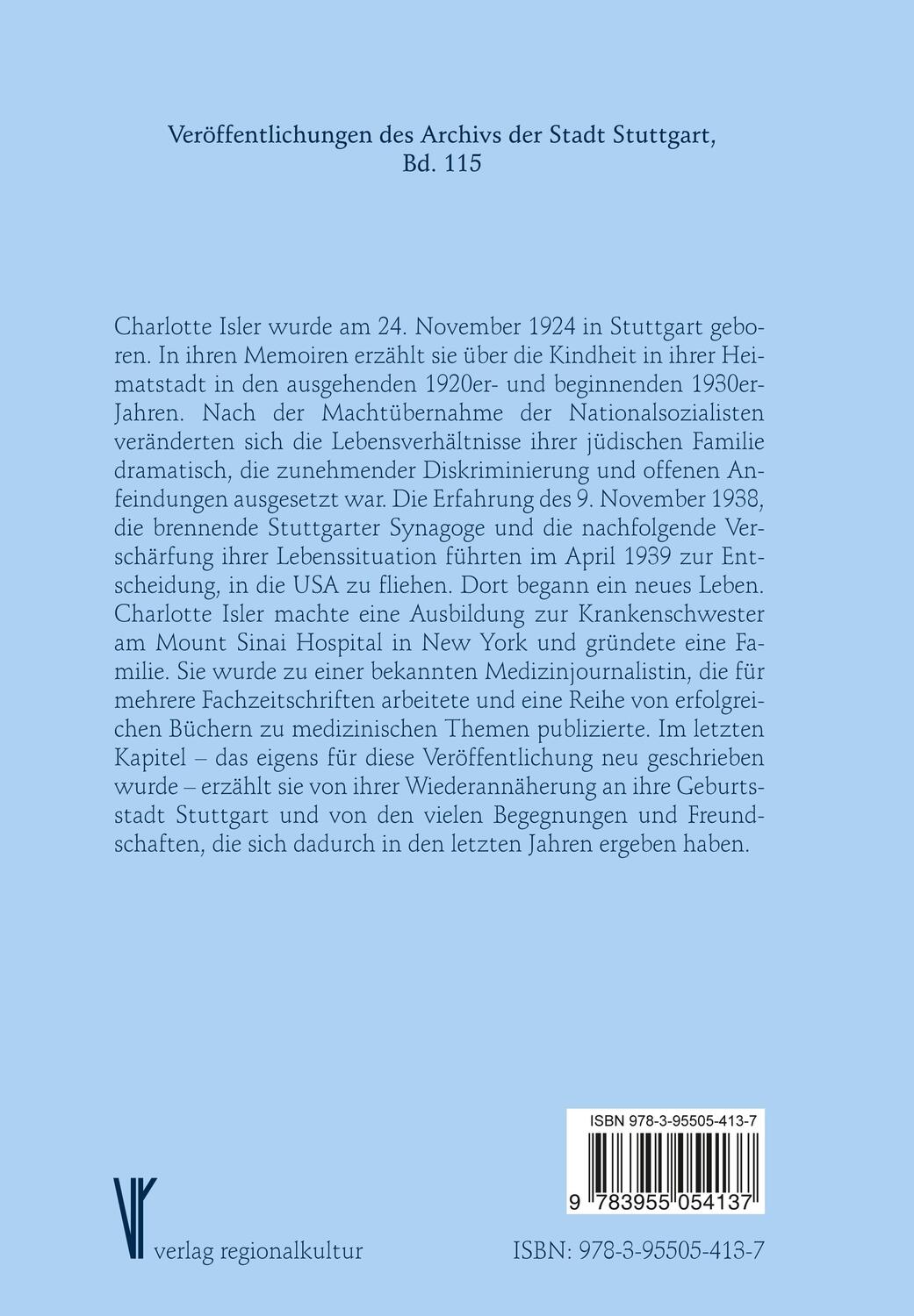 Rückseite: 9783955054137 | Stuttgart: Flucht und Wiederkehr | Charlotte Isler | Buch | 224 S.