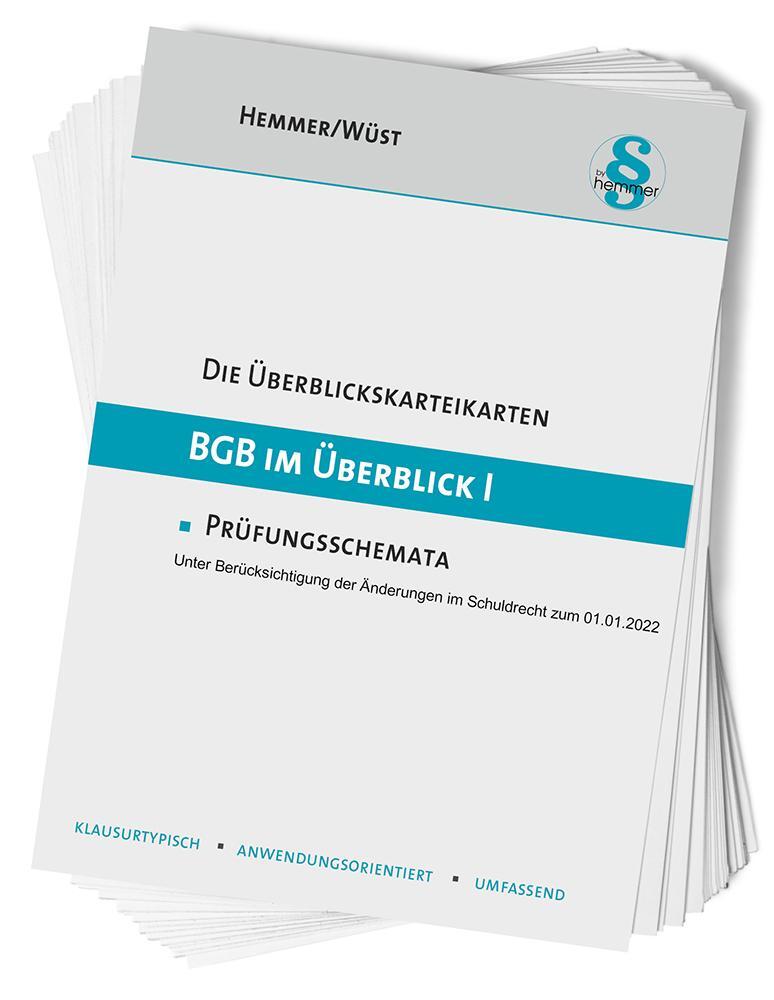 Cover: 9783968382562 | Überblickskarteikarten BGB im Überblick I | Karl-Edmund Hemmer (u. a.)
