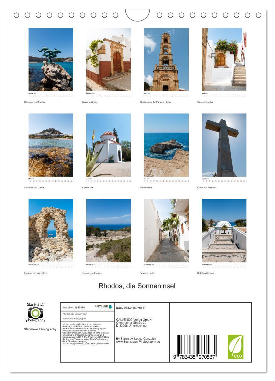 Bild: 9783435970537 | Rhodos, die Sonneninsel (Wandkalender 2025 DIN A4 hoch), CALVENDO...