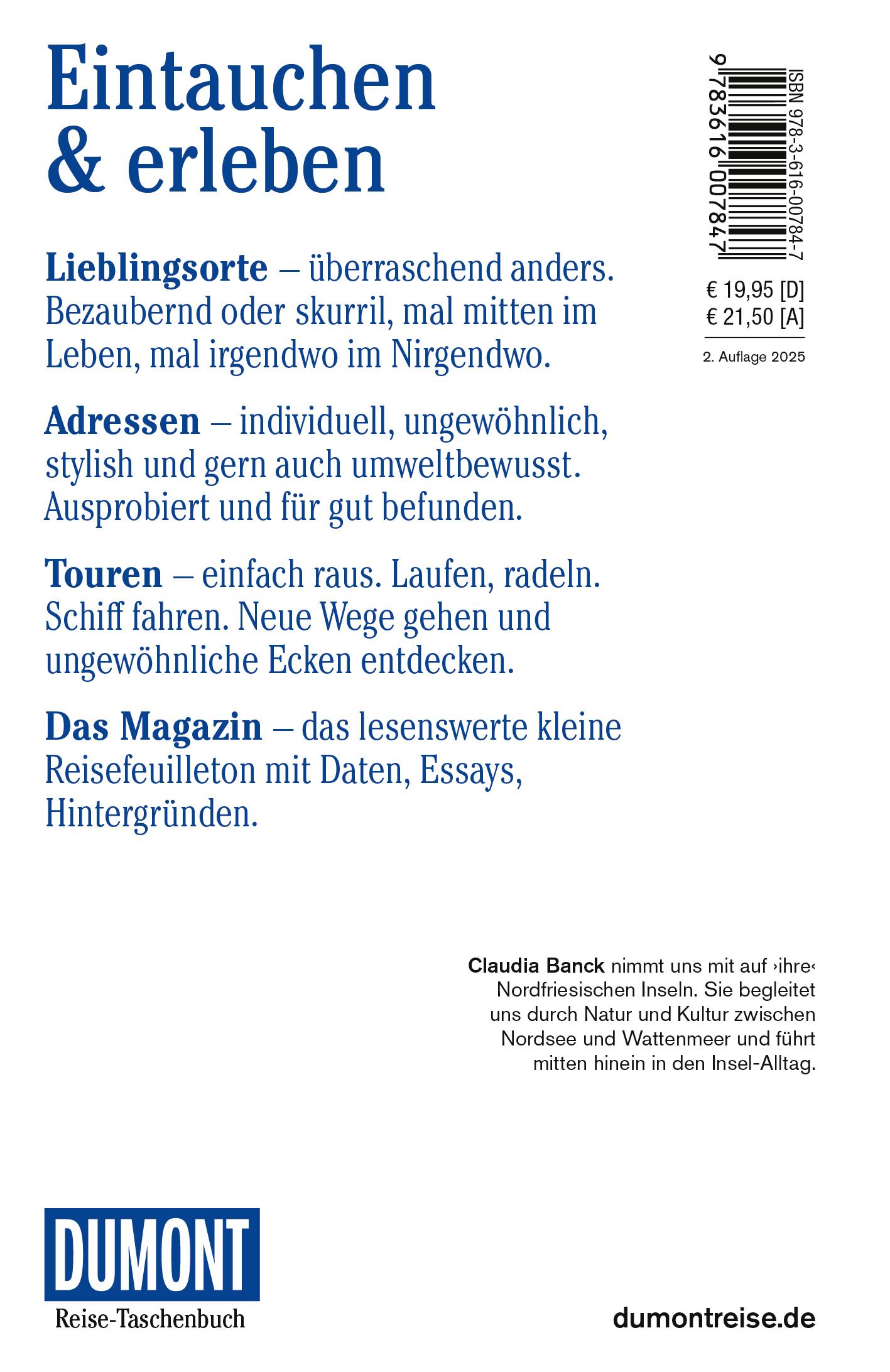 Rückseite: 9783616007847 | DUMONT Reise-Taschenbuch Reiseführer Sylt, Föhr, Amrum | Claudia Banck