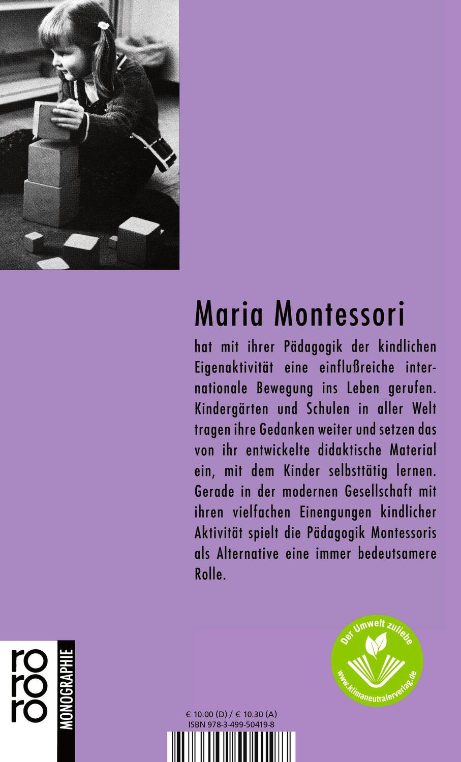 Rückseite: 9783499504198 | Maria Montessori | Mit Selbstzeugnissen und Bilddokumenten | Heiland