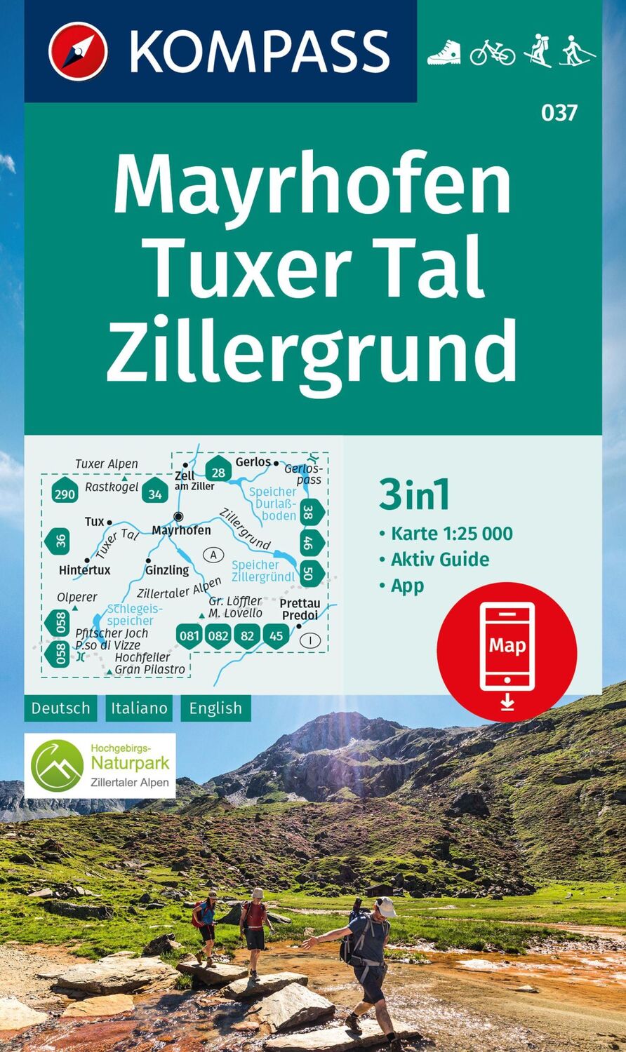 Cover: 9783991217664 | KOMPASS Wanderkarte 037 Mayrhofen, Tuxer Tal, Zillergrund 1:25.000