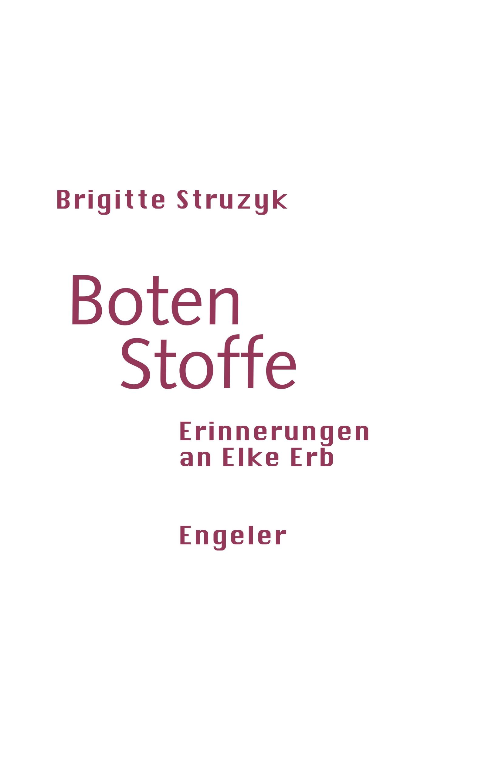 Cover: 9783907369388 | Boten Stoffe | Erinnerungen an Elke Erb | Brigitte Struzyk | Buch