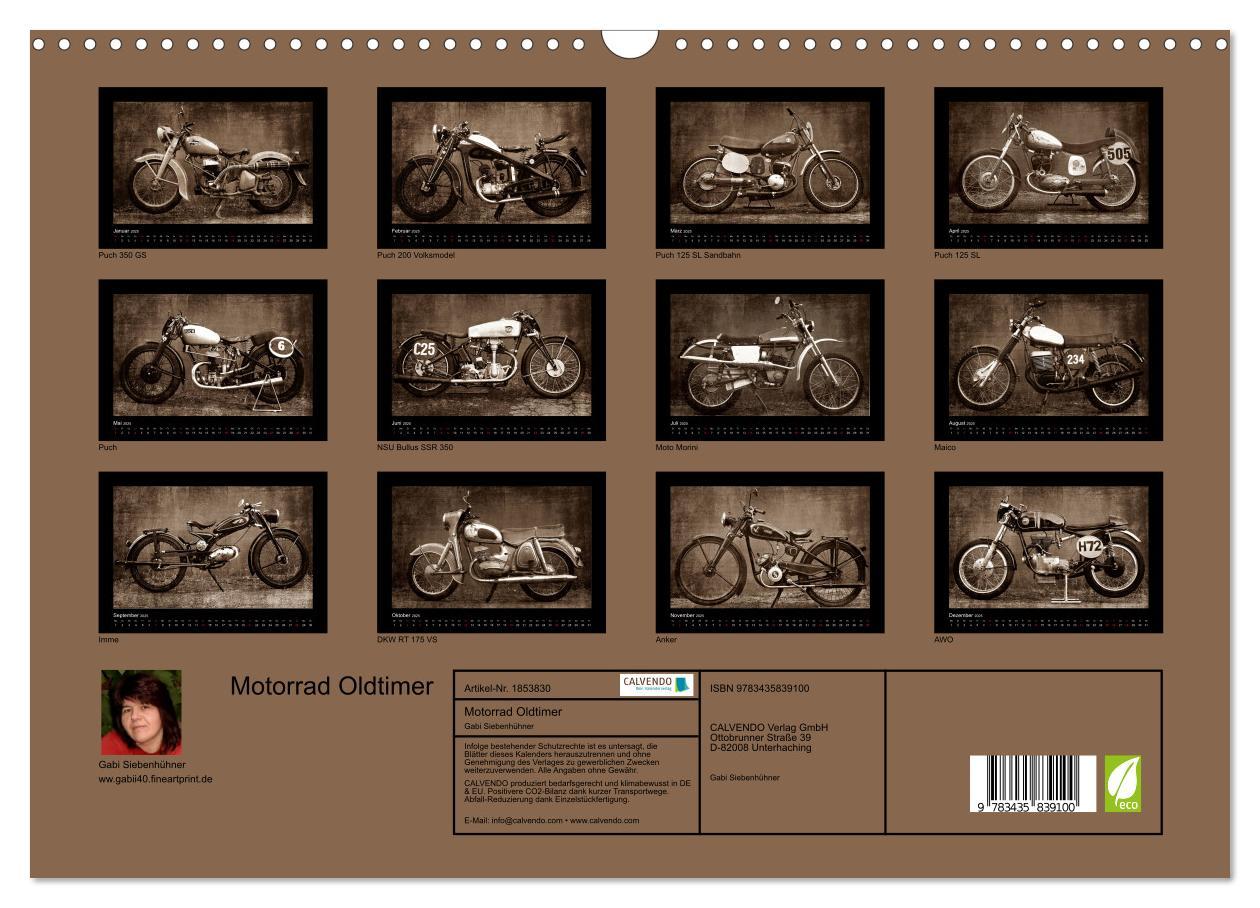 Bild: 9783435839100 | Motorrad Oldtimer (Wandkalender 2025 DIN A3 quer), CALVENDO...