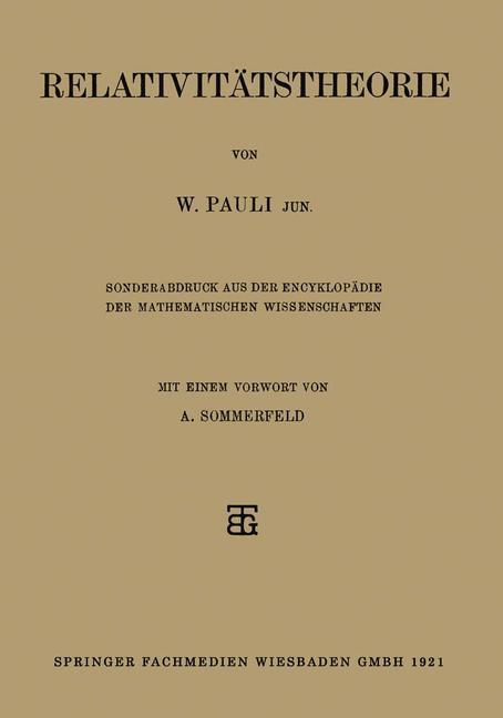 Cover: 9783663152644 | Relativitätstheorie | W. Pauli | Taschenbuch | Paperback | iv